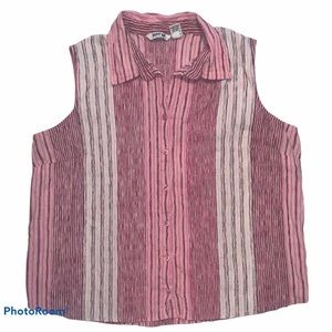 Krazy Kat button down striped tank top size 2X